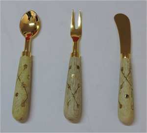Round Wooden Handle Cutlery Set <b>Boxed</b> <b>Large</b> Cutlery Sets Wooden Cutlery Spoon Flatware Set Stainless Steel wedding cutlery set - Product Image 3