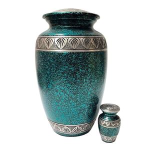 Urna de Cremación de Metal Grabada con Hoja Curvada, con Juego de Regalos y Token, Estilo Americano Hecho a Mano, para Adultos, de Proveedor y Fabricante de Artículos Funerarios - Product Image 1