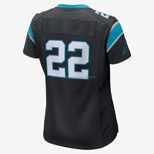 Carolina Panthers Women's #22 Black Football Jersey V-Neck Short Sleeve Moisture Wicking Fitted Apparel - Product Image 2