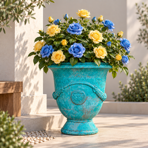 Urne en fibre de verre moderne, légère et décorative, avec piédestal, pour jardin, patio, hôtel et décoration intérieure - Product Image 5