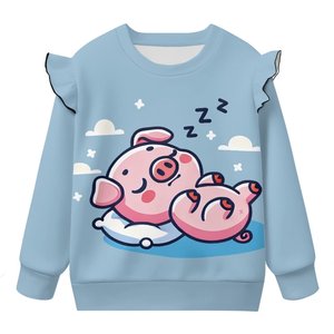 Sweat-shirt à col rond et manches longues pour enfants, vêtements de sport, sweat-shirt en tricot avec manches évasées, nouvelle collection automne et hiver - Product Image 1