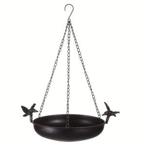 Comedero para pájaros de metal colgante con suspensión de cuerda y figuras de pájaros, decoración de jardín al aire libre, estilo tradicional - Product Image 5