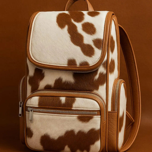Sac à dos en cuir de vache imprimé animal, 15 pouces, plusieurs poches, sac à dos souple unisexe - Product Image 5