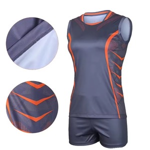 Unisex Sleeveless <b>Volleyball</b> Jersey <b>Set</b> Dark Gray Orange Heat-Transfer Printed Breathable Moisture Wicking Custom Athletic Fit - Product Image 6