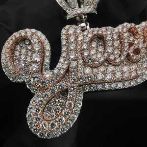 Joyería para Raperos, Colgante de Plata de Ley 925 con Diamante Moissanita para Hombre, Cierre de Corazón en Oro Rosa de Dos Tonos, Colgante Personalizado con Nombre y Letra - Product Image 3