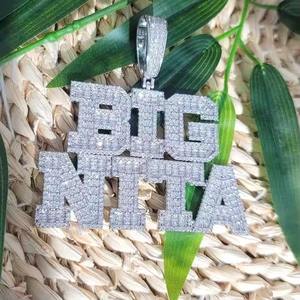 OEM Custom Stylish Varsity <b>Letter</b> Pendant <b>Necklace</b> Moissanite Rhodium Plated 925 <b>Silver</b> Rose Gold Luxury Hip Hop Jewellery Mens - Product Image 2