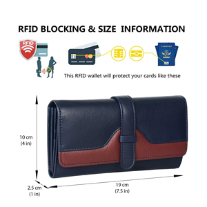 Cartera Larga de Cuero Genuino Premium para Mujer, Monedero Impermeable de Moda, Tarjetero, Organizador de Efectivo, Cierre a Presión, Elegante - Product Image 3