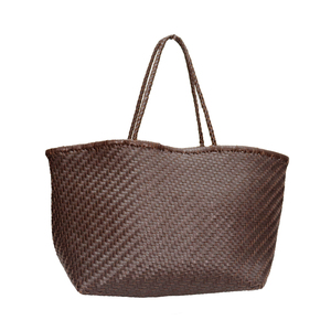 Bolso Tote de Cuero Marrón Tejido a Mano para Mujer |   Bolso grande tejido para el hombro |   Bolso de Playa de Cuero Hecho a Mano, Estilo Casual y a la Moda - Product Image 1