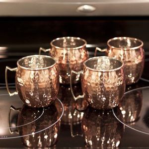 Hammered copper mug <b>set</b> festival <b>beverage</b> cups reusable cocktail drink mugs premium metal <b>serving</b> durable collection - Product Image 2