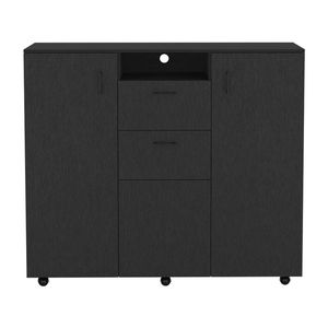 Mobile TV Letna Black Rod con doppia anta, cassettiera con due cassetti, quattro ripiani interni e tre armadietti - Product Image 2