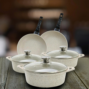 Aluminum Die-Cast 10-Piece Cooking Set <b>Ceramic</b> Non-Stick Glass Lid Dishwasher Safe Eco-Friendly All Stoves Including - Product Image 6