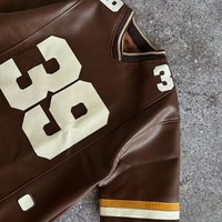 Camiseta de Fútbol Americano Personalizada de Alta Calidad, Transpirable, de Secado Rápido, Cuello en V, Sublimada, de Poliéster, Estilo Corto y Cuadrado para Hombre