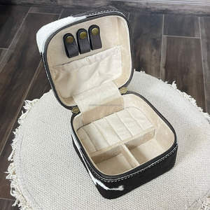 Nouvelle boîte à bijoux portable en cuir de vachette façonnée à la main avec fermeture éclair pour le rangement des bijoux, mini étui de voyage en cuir véritable - Product Image 6
