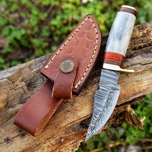 Handmade Damascus Steel Hunting <b>Knife</b> with Natural <b>Bone</b> <b>Handle</b> | Full Tang Fixed Blade Outdoor Camping & Survival <b>Knife</b> - Product Image 4
