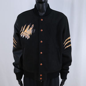 Chaqueta Varsity de Moda para Hombre con Cuello Byron, Botones a Presión y Parches Bordados de Chenilla, Estilo Urbano, Superventas - Product Image 1