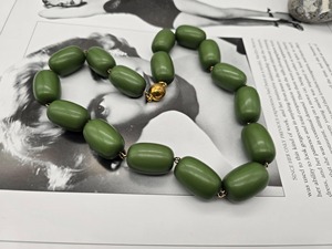 Premium Resin Beaded <b>Necklace</b> Vintage Style Geometric Pattern Colorful Lightweight <b>Statement</b> Party Green Resin Beaded <b>Necklace</b> - Product Image 5