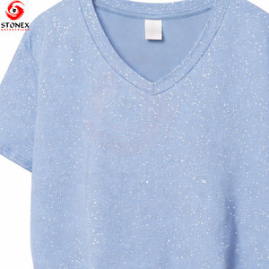 Camisetas de Cuello Redondo 100% Algodón para Mujer, Bordado de Logotipo Personalizado, Transpirables, de Secado Rápido, Manga Corta, Casuales, de Verano, para Exteriores, Corte Holgado - Product Image 4