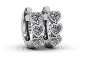 Boucles d'oreilles Huggie en or jaune avec moissanite taille cœur, serties clos, bijoux romantiques pour femme, pour mariage - Product Image 3