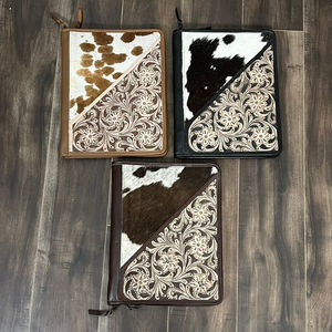 Porte-documents en cuir de vachette véritable repoussé, avec fermeture éclair, organiseur à anneaux, bloc-notes et étuis professionnels – Vente en gros - Product Image 2