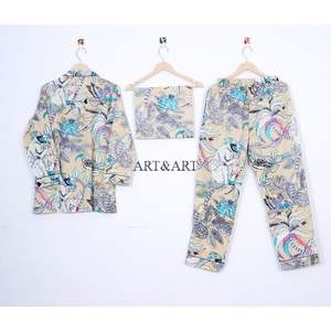 Conjunto de Pijama de Algodón 100% de Alta Calidad para Mujer, Hecho a Mano, Ligero, con Estampado de Mono, Camisón Suave para Dormir en Verano, Otoño y Primavera - Product Image 4