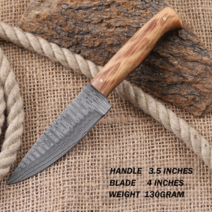 Cuchillo Nórdico de Acero de Damasco con Hoja Fija para Caza, Desollado y Camping, Mango de Madera de Olivo, Espiga Completa, Grado Industrial - Product Image 2