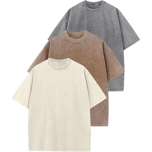 T-shirt Homme Délavé à l'Acide, Logo Personnalisé, Mélange Polyester/Coton Respirant, Coupe Oversize, Style Streetwear Vintage, Col Classique, Séchage Rapide, Manches Courtes, OEM - Product Image 5
