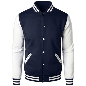 Custom Logo Vintage Wool Chenille Embroidery Stand Collar Hooded Streetwear Baseball Letterman Pattern Varsity Jacket <b>Men</b> - Product Image 1