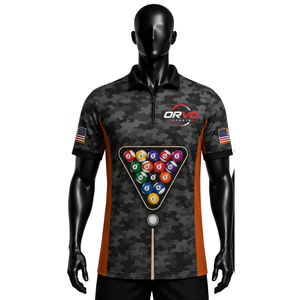 เสื้อโบว์ลิ่งลำลองผู้ชาย ORVO SPORTS ผ้าเทอร์รี่ แขนสั้น พิมพ์ลายแบบซับลิเมชั่น แห้งเร็ว ระบายอากาศได้ดี โพลีเอสเตอร์ 100% สีดำ สไตล์อเมริกัน - Product Image 3