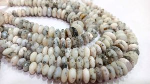 Opale dendritique naturelle blanche, pierre précieuse, perles facettées rondes de coupe allemande - Product Image 5