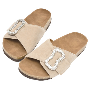 Sandalias de verano Ann'S con punta abierta, de gamuza sintética acolchada, con hebilla de diamantes de imitación, estilo natural y a la moda - Product Image 1