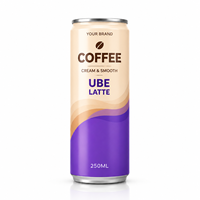 Café Ube al por Mayor, Bebidas de Café Instantáneo Premium de 250 ml, Azúcar Moreno, Dulce, Cafeinado, Alta Calidad, Marca Privada Gratis