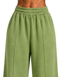 Women Sage Green Wide Leg Sweatpants High Waist Loose Fit Lounge Jogger Pants Casual Streetwear Trousers For Women Daily Wear - Product Image 5