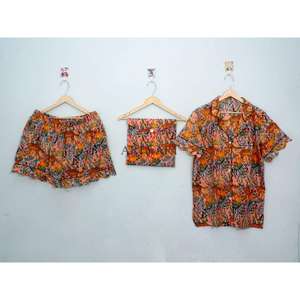 Conjunto de Pijama Corto de Algodón 100% para Mujer, Estampado Floral Estilo Indio, Ropa de Dormir Informal con Encaje, para Primavera, Verano y Navidad - Product Image 1