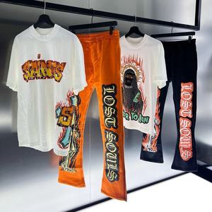 กางเกงวอร์มขาบานของผู้ชายกางเกงวิ่งจ๊อกกิ้งผ้าถักลายแบบเรียงซ้อนเอวกลางสไตล์ลำลอง - Product Image 6