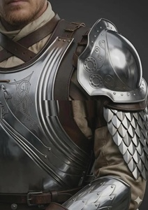 เสื้อเกราะอัศวินสแตนเลสชุบเงินขัดเงาสไตล์โบราณดีไซน์ 3 มิติ - Product Image 5
