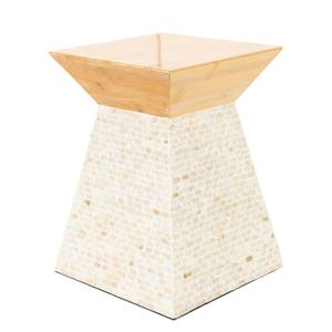 Decorative <b>Bamboo</b> Top Inlaid <b>Stools</b> Mother of Pearl Handcrafted Pedestal Mosaic Plant Stand With Unique Shell Texture - Product Image 4