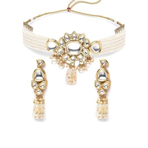 Conjunto de Collar de Aleación Chapado en Oro con Diseño de Flor de Perla en Verde para Joyería de Boda y Fiesta para Mujer - Product Image 1