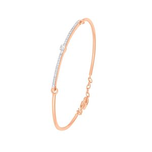 Rose Gold Lab Grown Diamond Minimal Line Tennis Bangle Bracelet - Product Image 2