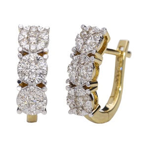 14K Yellow Gold Rhodium Plated Classic Diamond Hoop Earrings 0.64 TCW Round Brilliant Cut Symmetrical for Women's Daily Wear - Product Image 1