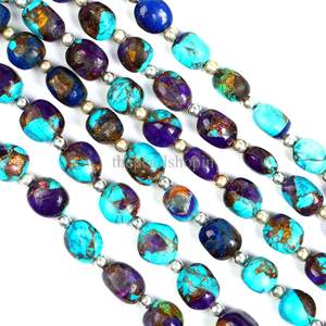 Cuentas de Turquesa Azul Mohave en Forma de Pepita 6x8 8x10mm, Cuentas de Piedra Preciosa de Turquesa Natural Lisa, Hilo de 8 Pulgadas para Fabricación de Joyas al por Mayor - Product Image 5