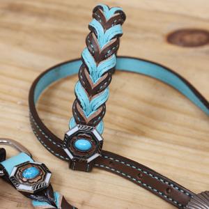Ensemble de têtière et de collier de poitrail en cuir de style western, couleur assortie, pour l'équitation, prix de gros, directement de l'usine - Product Image 2