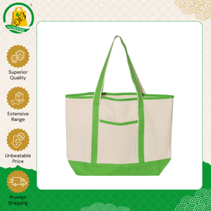 Hot Selling Premium Quality Eco-Friendly Fashionable Letter Open Self-Handle Soft Green <b>Canvas</b> Shopping <b>Bag</b> for Women - Product Image 2