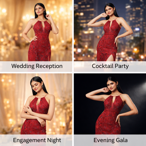 Robe de soirée de luxe de qualité supérieure avec des paillettes et des perles brodées à la main pour les mariages sur la plage et les occasions de villégiature - Product Image 5