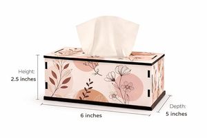 Modern Floral Wooden Napkin Holder & Tissue Box Cover Decorative for Case for <b>Table</b> Decoration in Home <b>Car</b> Bathroom - Product Image 3