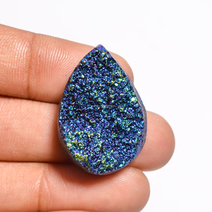 FAIJAN GEMS Bague en Titane avec Agate Bleue Druzy et Pierre Naturelle, Turquoise Bleue Oxydée, Design Vintage Spectaculaire du Rajasthan - Product Image 2
