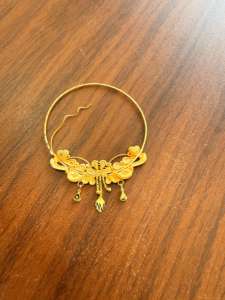 Anneau de nez en or massif 22 carats, bijou de mariage traditionnel indien, design Nath motif paon floral émaillé, grande taille, fil de piercing - Product Image 3