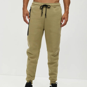 <b>Men's</b> <b>Khaki</b> Cotton Sweatpants Elastic Waist Casual Joggers Side Pockets Midweight Autumn Wear - Product Image 1