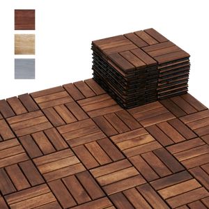 Carreaux de terrasse en bois d'acacia massif de haute qualité 300x300mm carré étanche pour une utilisation en extérieur Installation facile par clic Surface lisse - Product Image 3