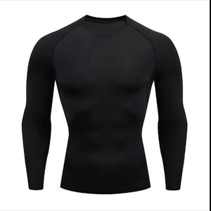 T-shirt de compression pour homme, logo personnalisé, coupe ajustée, performance athlétique, pour musculation, entraînement, course à pied - Product Image 2