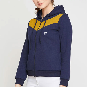 <b>Women</b>’s Zip Up Hooded <b>Jacket</b> Casual Sportswear Lightweight Color Block Full Zip Sweatshirt <b>Jacket</b> OEM ODM Wholesale Manufacturer - Product Image 4